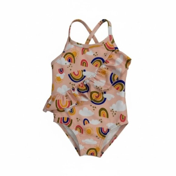 Tucker + Tate Other - Tucker + Tate Pink Rainbow One-Piece Swimsuit Girls UPF 50+ Size 2 With Ruffle A